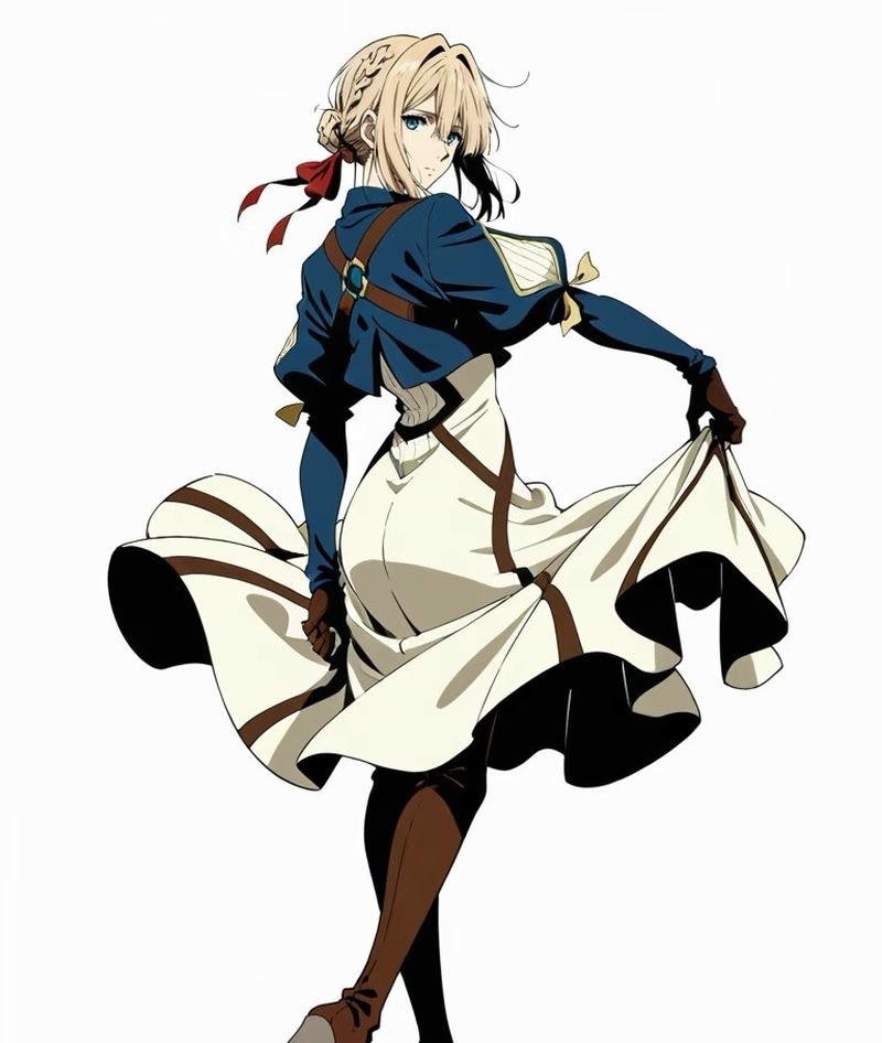 Nhân vật Violet Evergarden trong khung cảnh thiên nhiên yên bình
