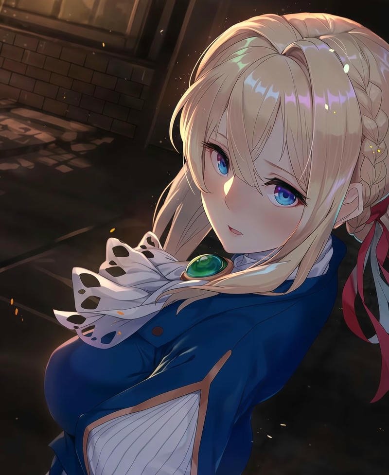Nhân vật Violet Evergarden với ánh mắt sâu lắng