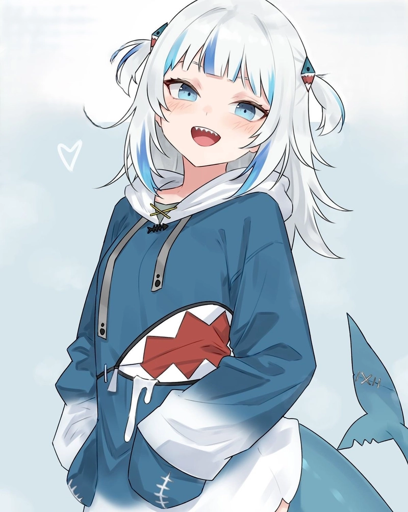 Nhân vật anime cá mập phong cách đáng yêu