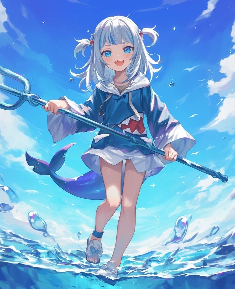 Nhân vật anime cá mập tạo hình dễ thương