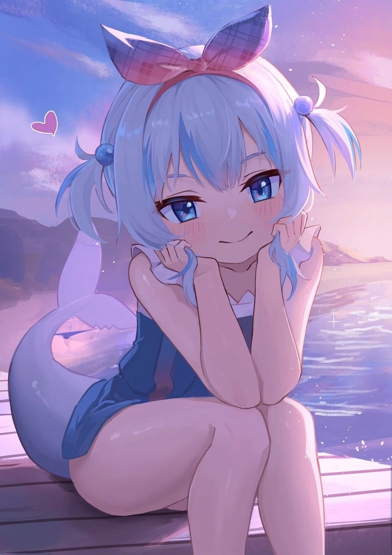 Nhân vật cá mập anime dễ thương phong cách hoạt hình