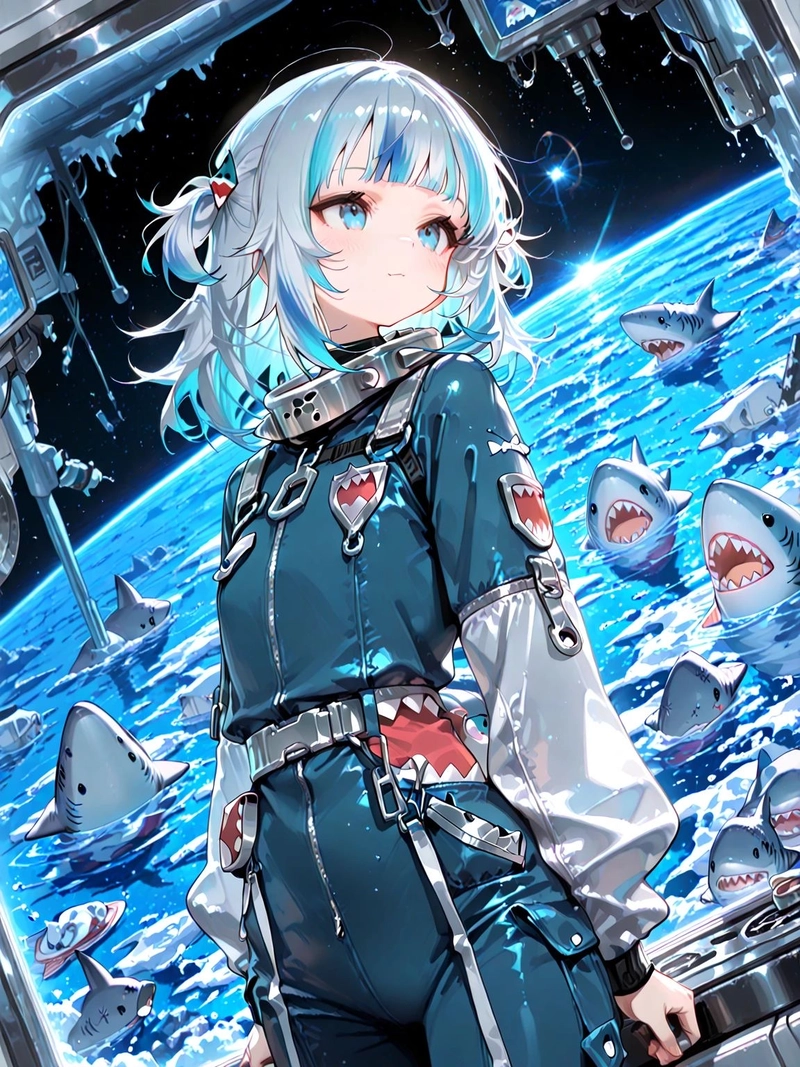 Nhân vật cá mập anime với tạo hình đáng yêu