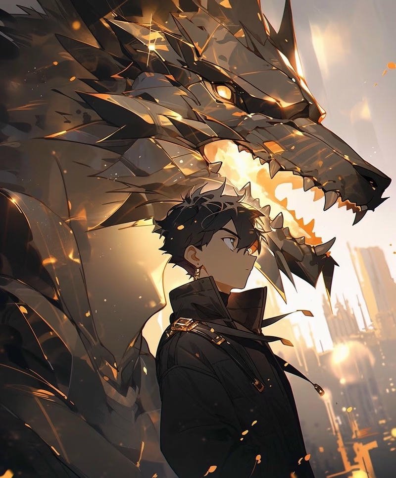 Nhân vật rồng anime trong không gian tối