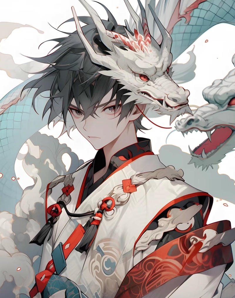 Nhân vật rồng anime với ánh nhìn dữ dội
