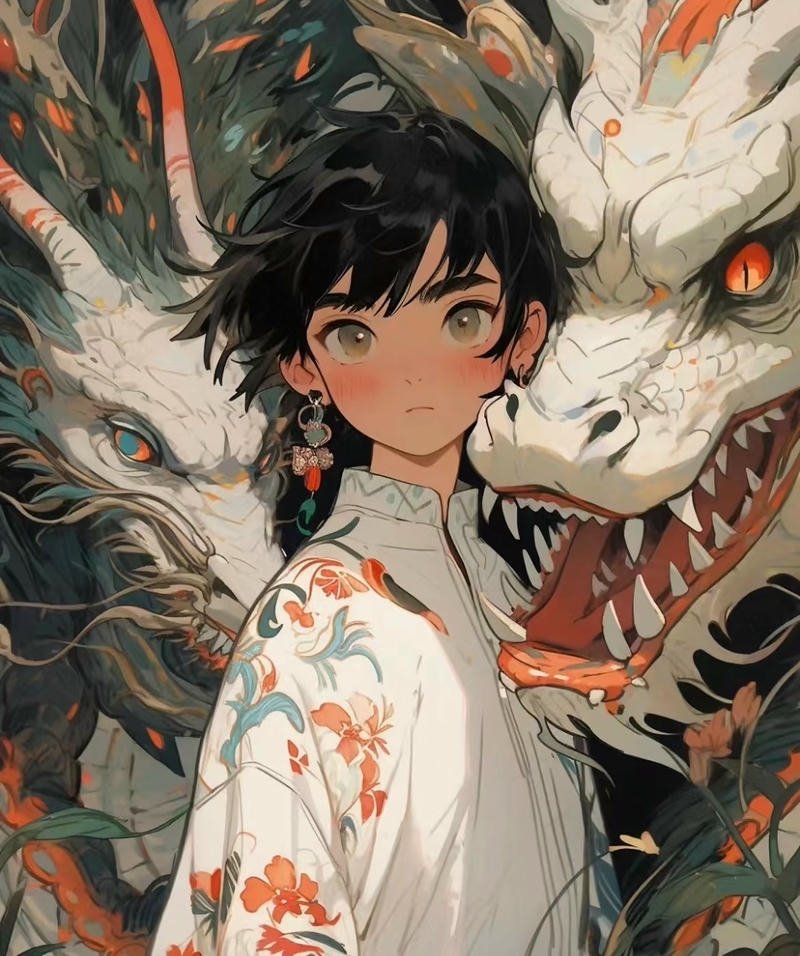 Rồng anime bay giữa khung cảnh thiên nhiên rộng