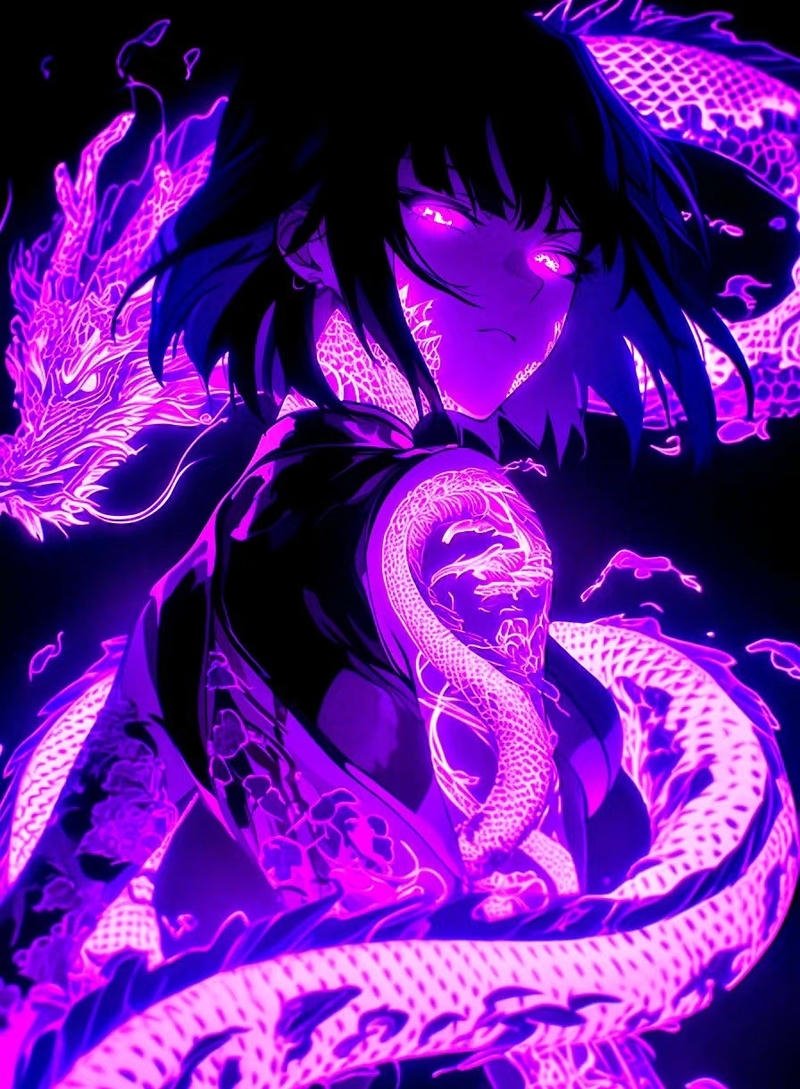 Rồng anime với hiệu ứng lửa cháy mạnh mẽ