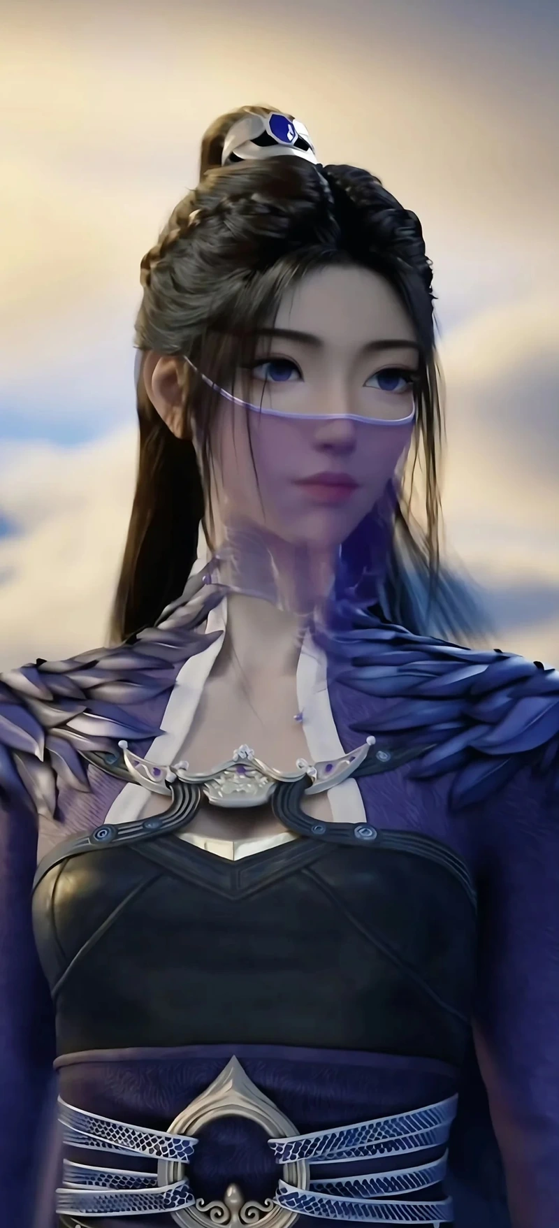 Tử Linh cầm kiếm trong cảnh chiến đấu phong cách anime