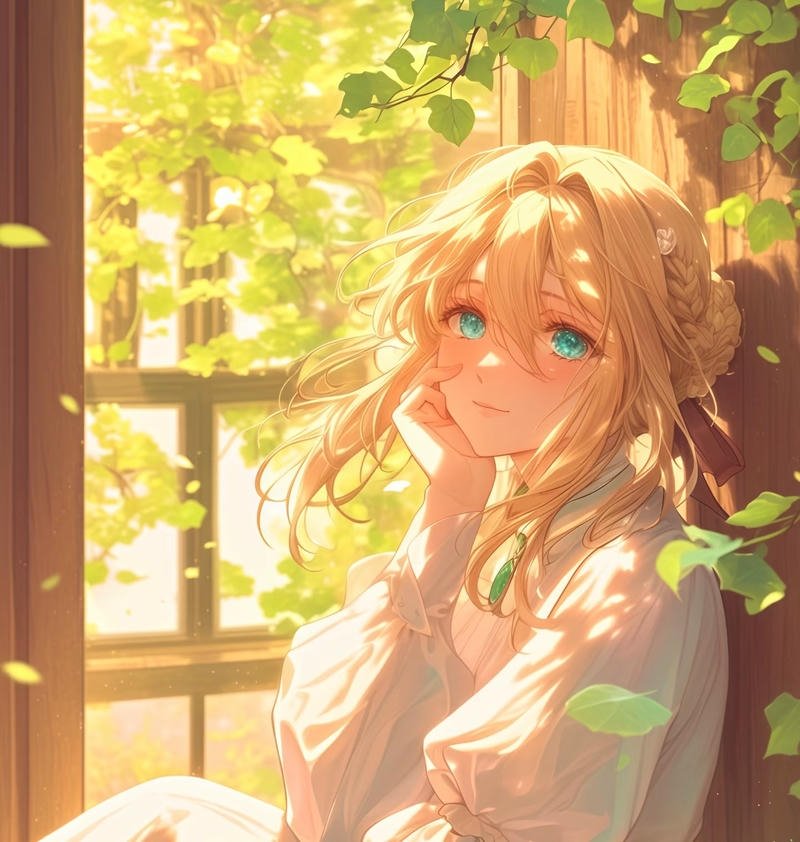 Violet Evergarden trong không gian yên tĩnh nhẹ nhàng