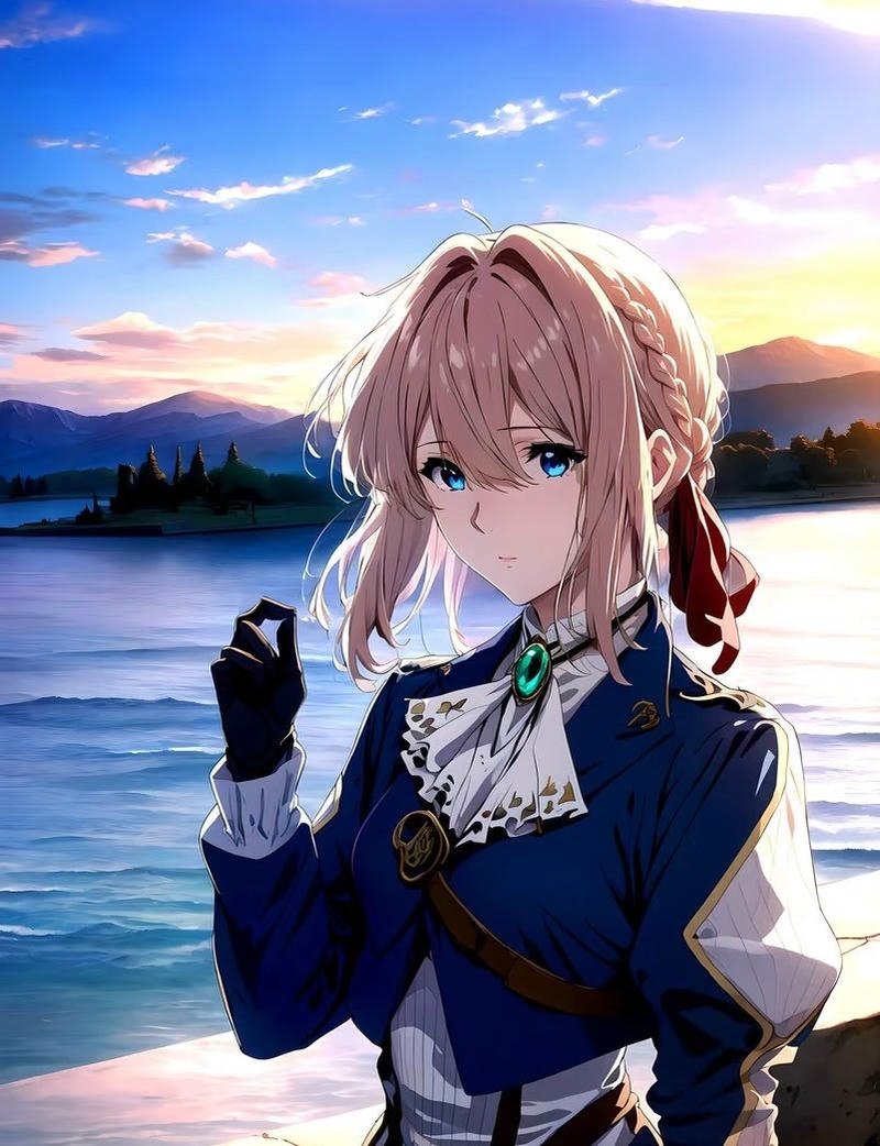 Violet Evergarden với ánh mắt nhẹ nhàng sâu sắc