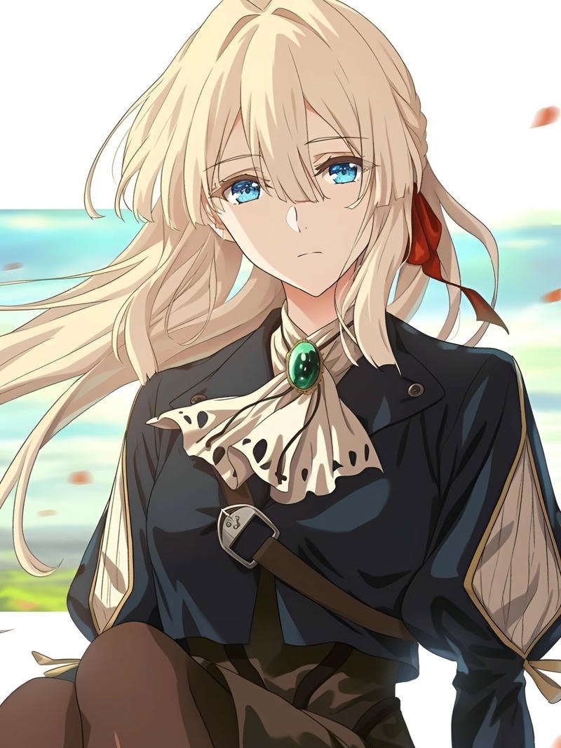 Violet Evergarden với biểu cảm trầm lặng nhẹ