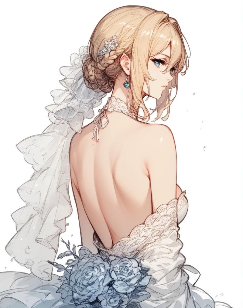 Violet Evergarden với dáng đứng thanh thoát nhẹ nhàng