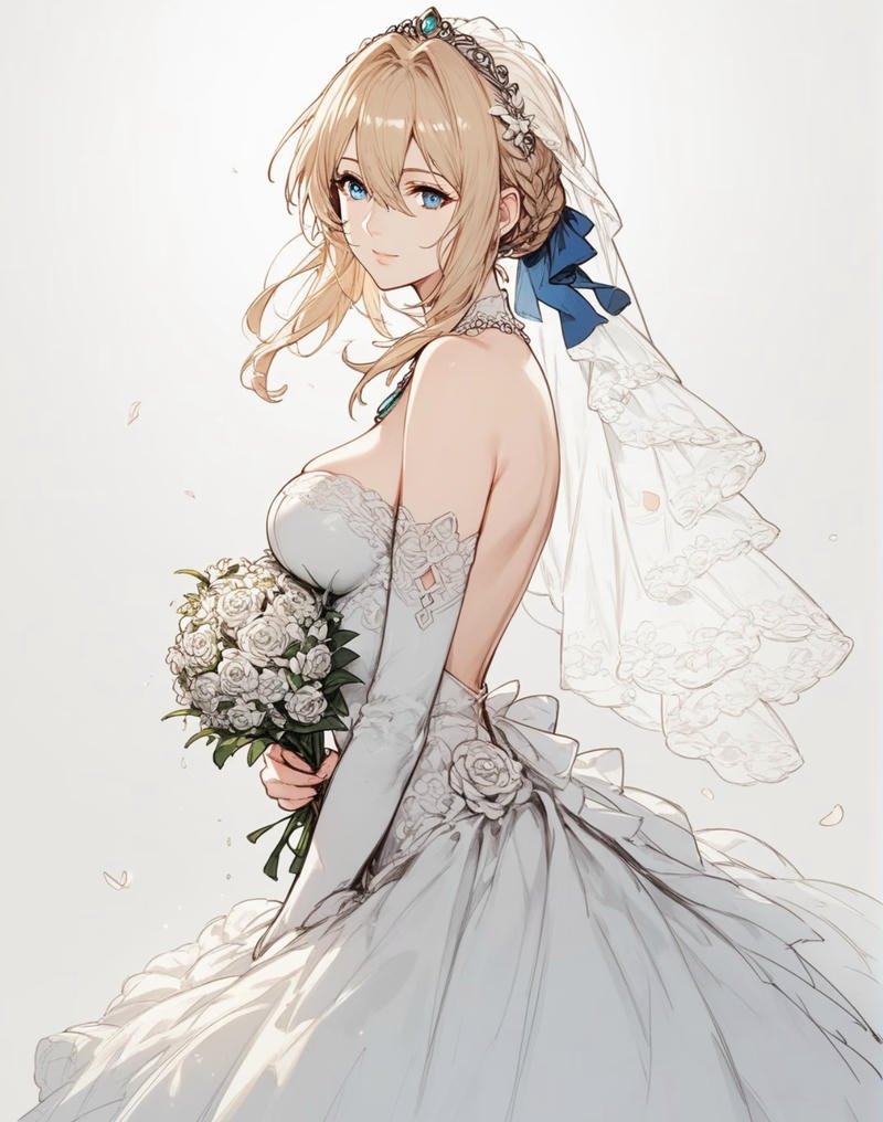 Violet Evergarden với mái tóc dài mềm mại