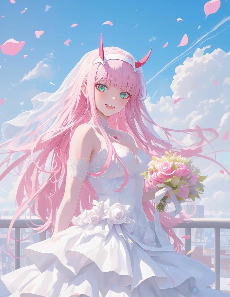 Zero Two với biểu cảm lạnh lùng nhẹ