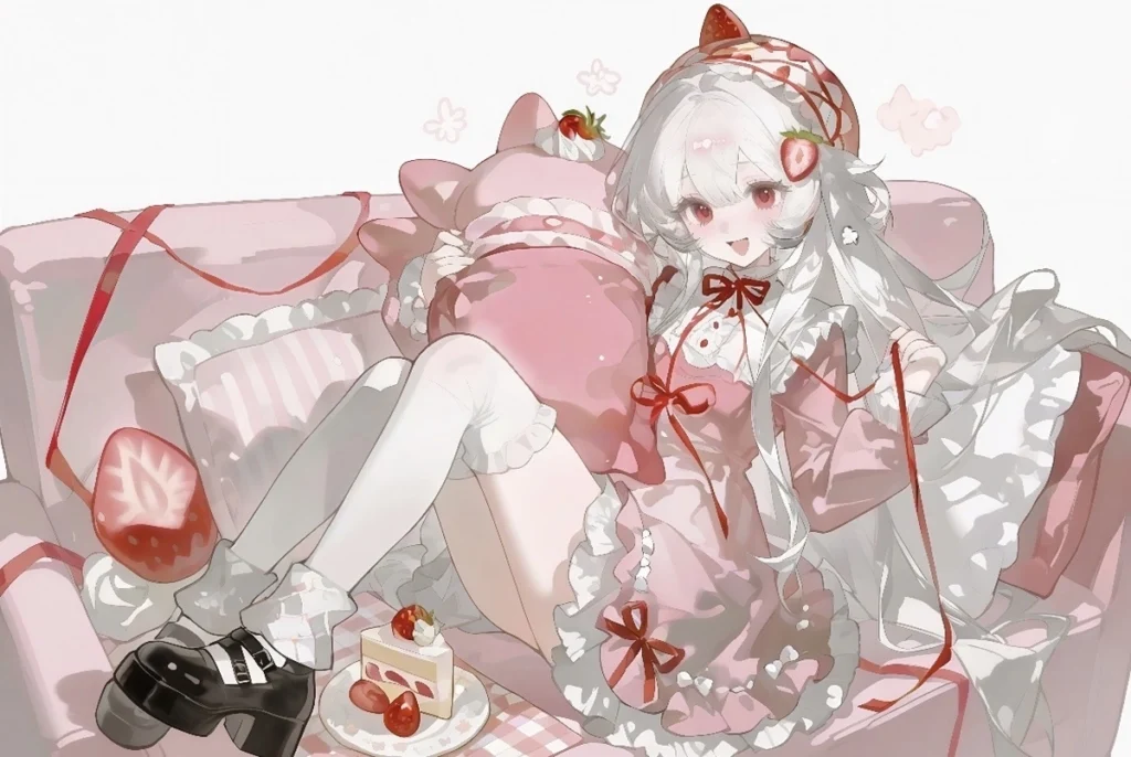 ảnh anime màu hồng thumbnail