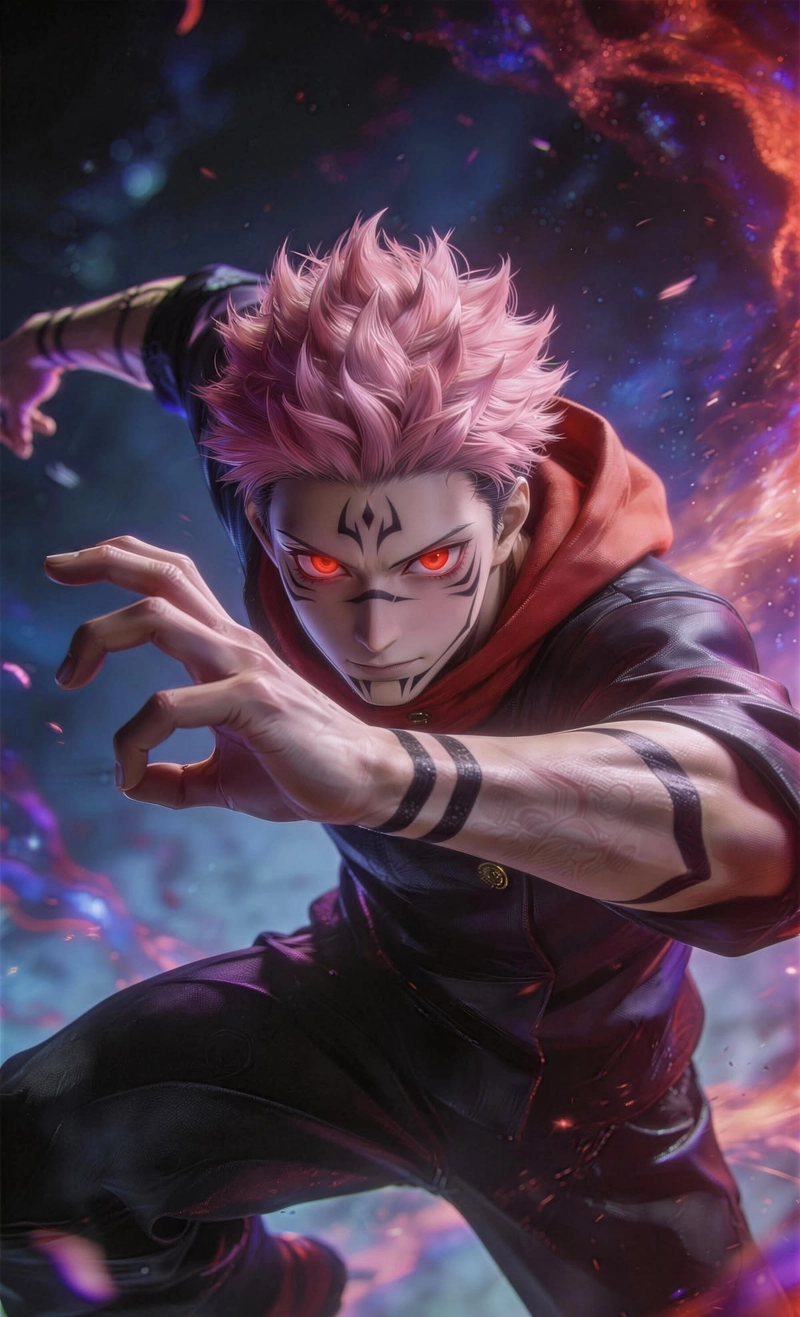 anime sukuna với biểu cảm sắc lạnh cuốn hút