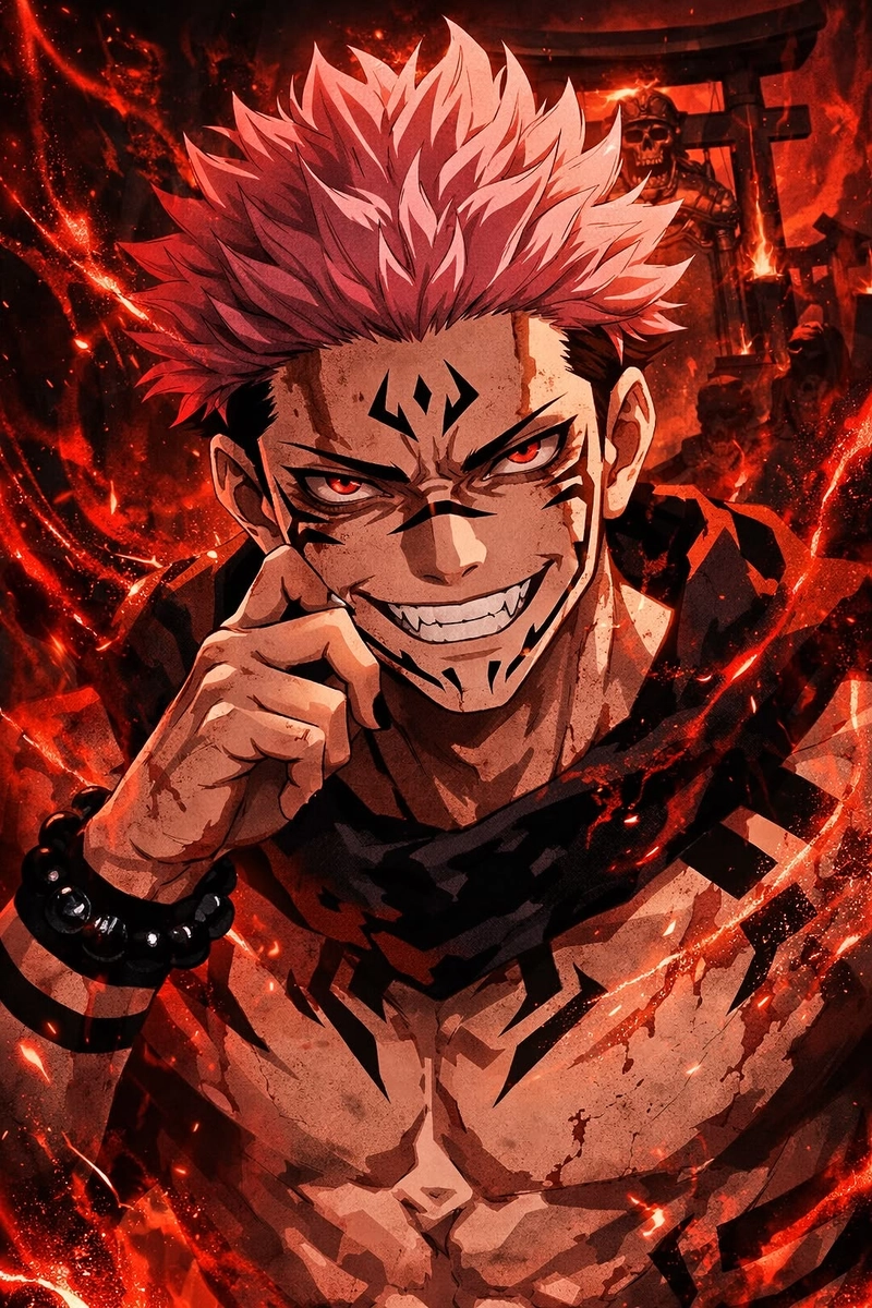 hình anime sukuna phong cách bá đạo đầy uy lực