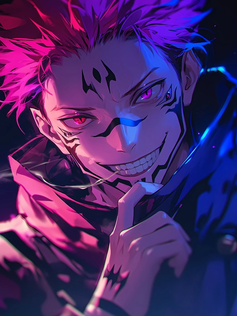hình anime sukuna trong khung cảnh chiến đấu ác liệt