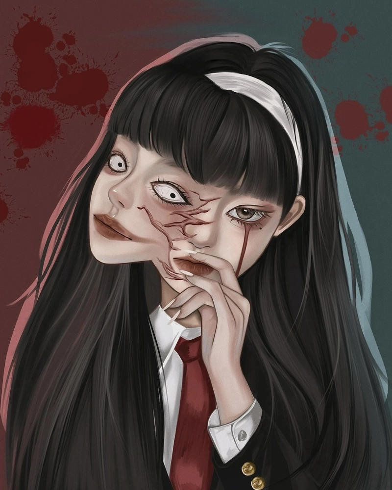 Ảnh anime kinh dị cùng khung cảnh đêm tối rùng rợn