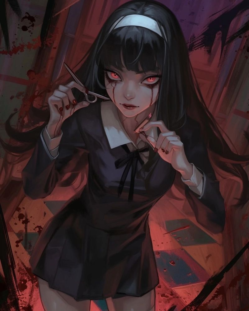 Ảnh anime kinh dị phong cách u ám đầy cuốn hút