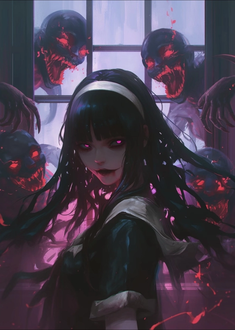 Ảnh anime kinh dị với ánh mắt ma mị ám ảnh