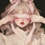 ảnh anime che mặt màu đen trắng