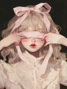 ảnh anime che mặt màu đen trắng