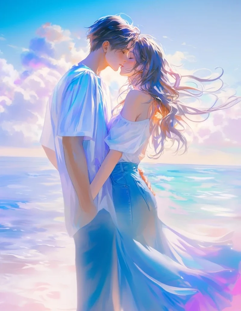 ảnh anime hôn nhau phong cách học đường