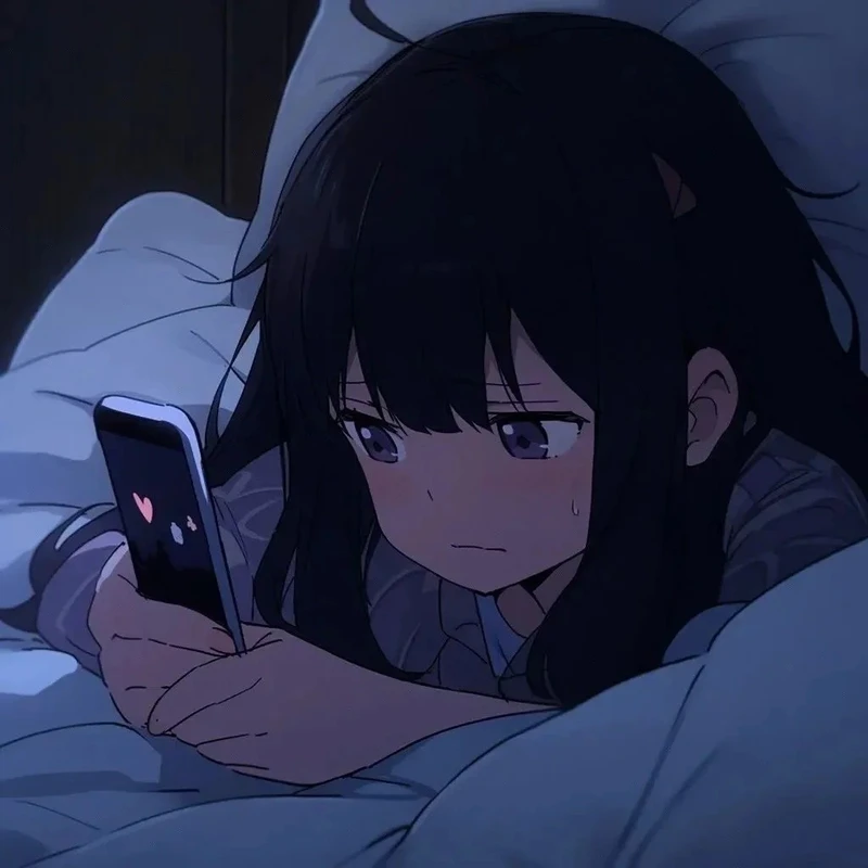 ảnh anime nữ buồn bên ánh trăng