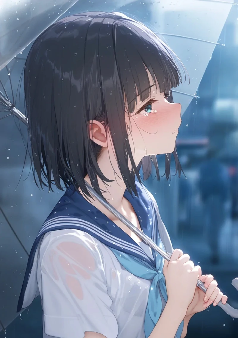 ảnh anime nữ buồn giữa trời tuyết