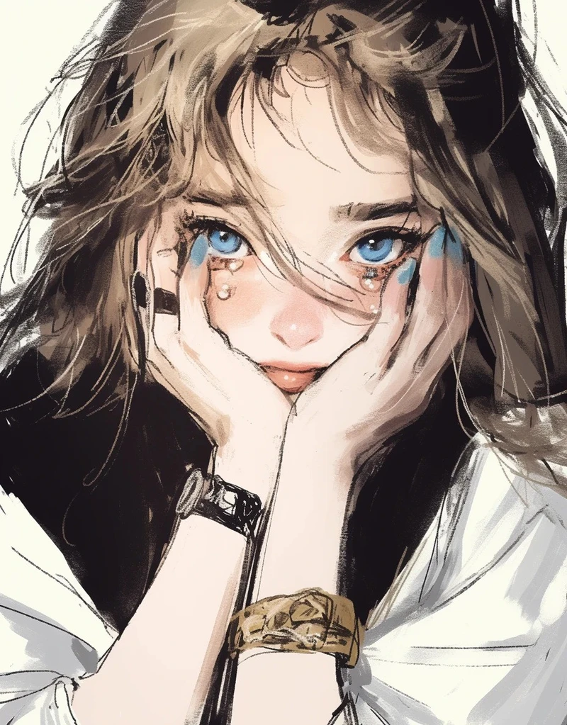 ảnh anime nữ buồn ngồi dưới mưa đêm