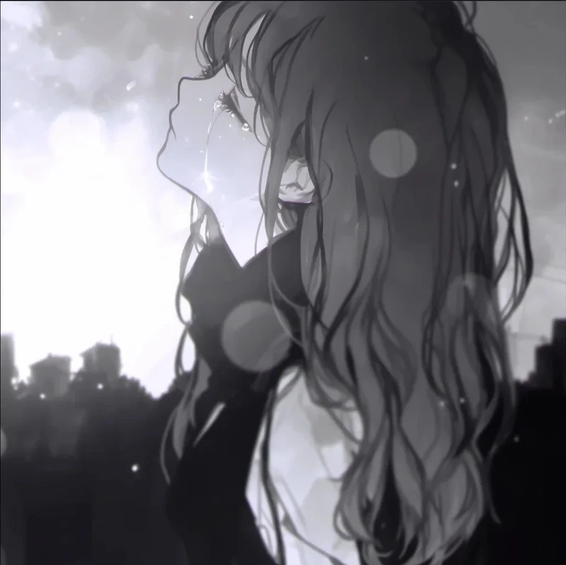ảnh anime nữ buồn với khung cảnh tĩnh lặng