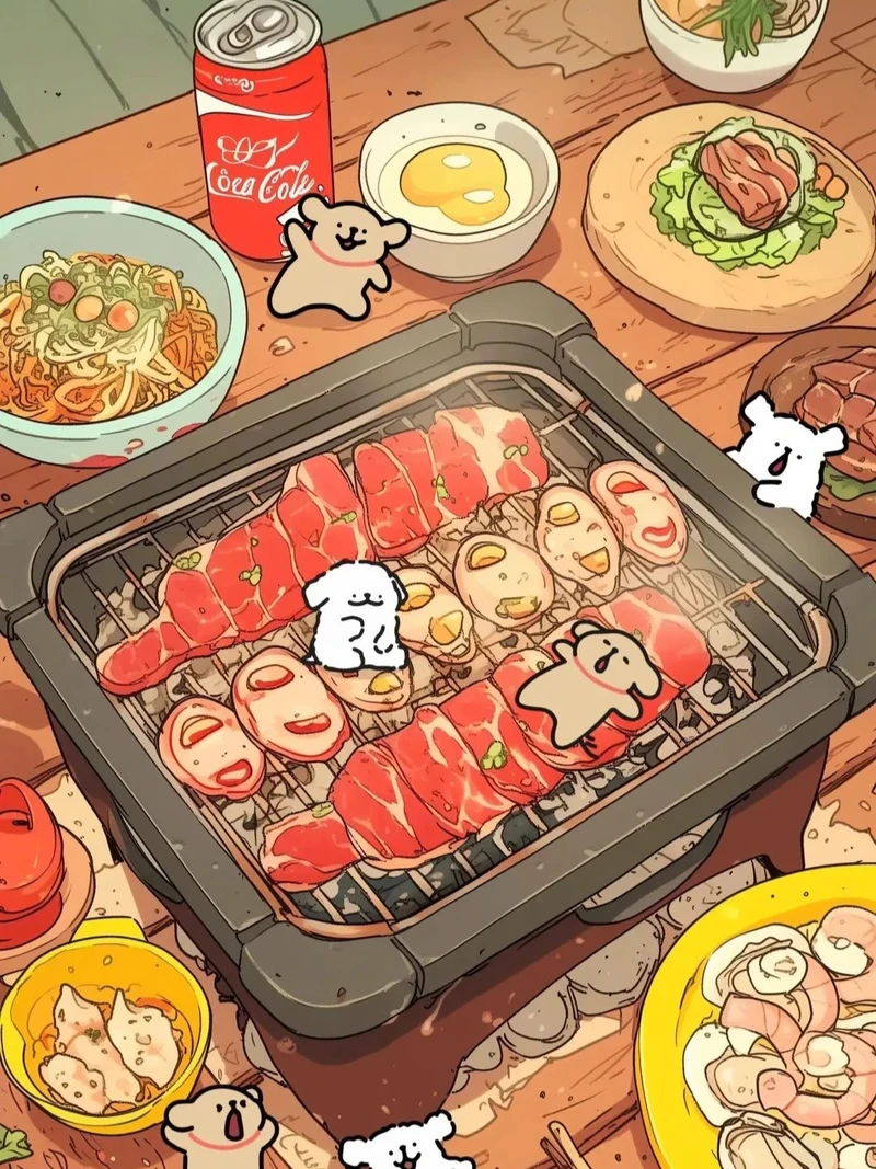 ảnh đồ ăn anime với bánh kem và kẹo ngọt đáng yêu