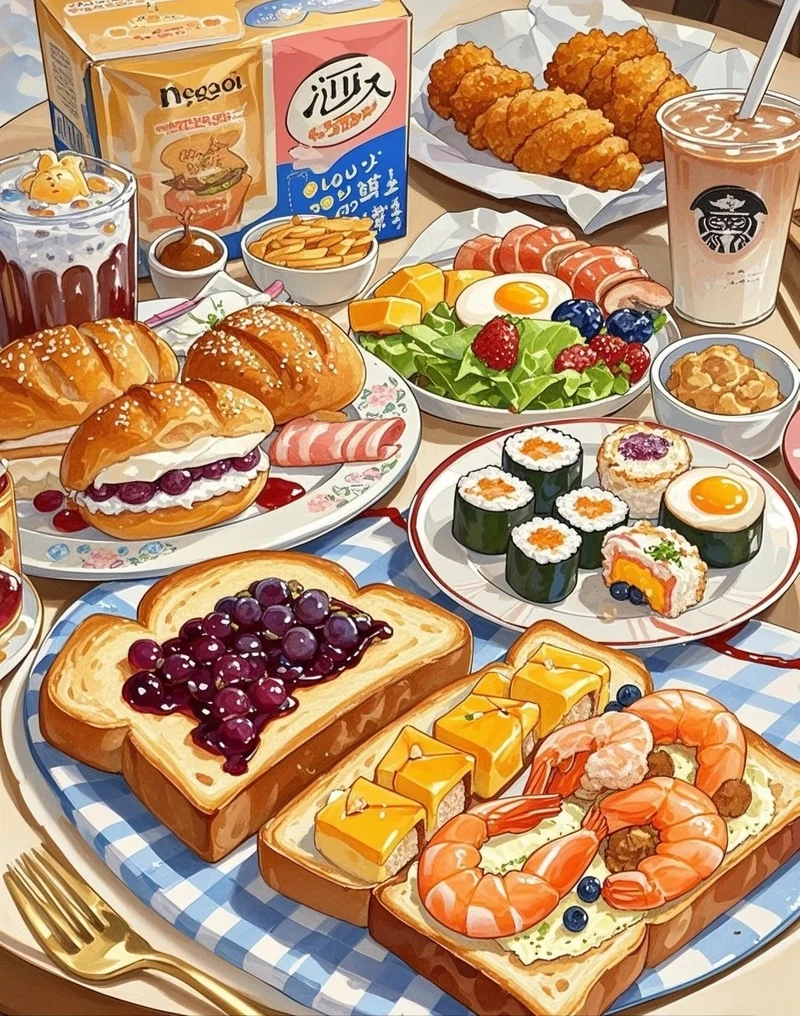 ảnh đồ ăn anime với bánh ngọt cực kỳ hấp dẫn