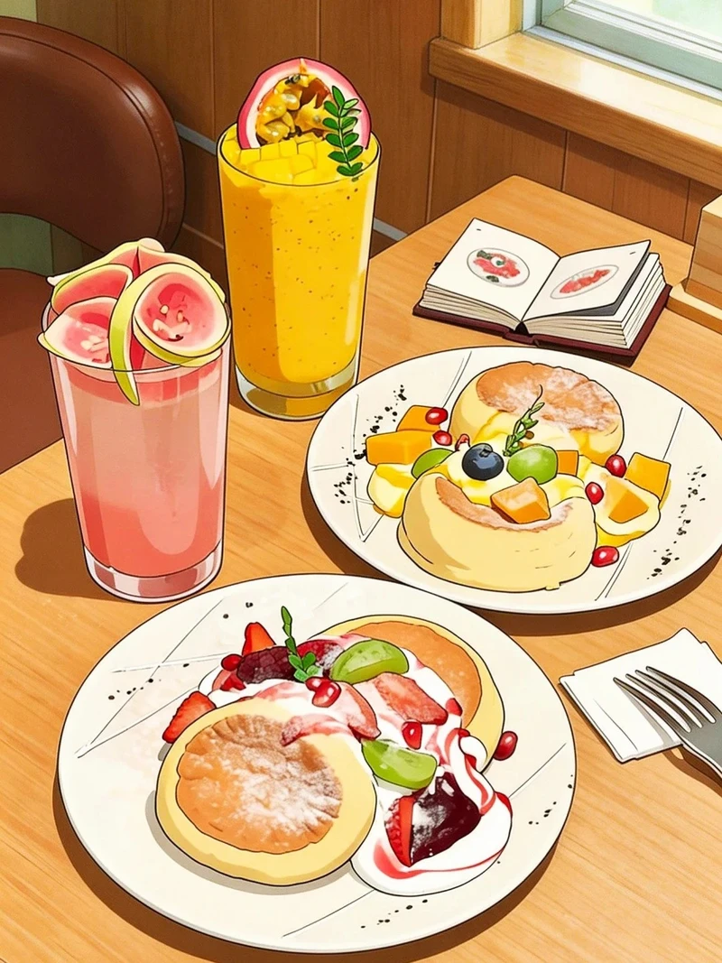 ảnh đồ ăn anime với món sushi và ramen nổi tiếng