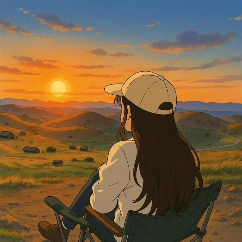 ảnh hoàng hôn anime bên bờ biển