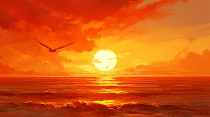 ảnh hoàng hôn anime màu sắc ấn tượng