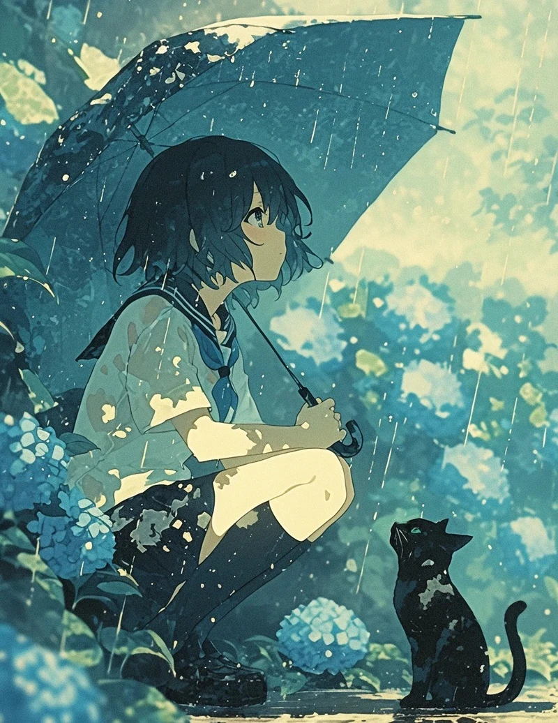 ảnh mưa buồn anime đêm khuya
