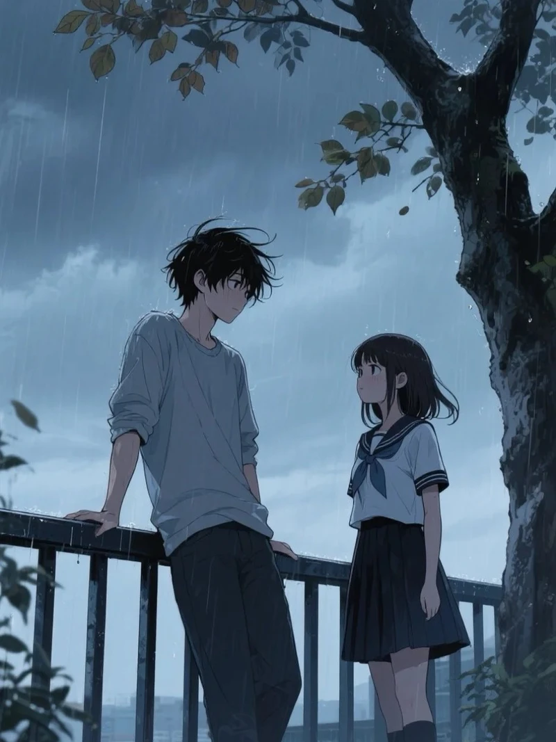 ảnh mưa buồn anime nữ