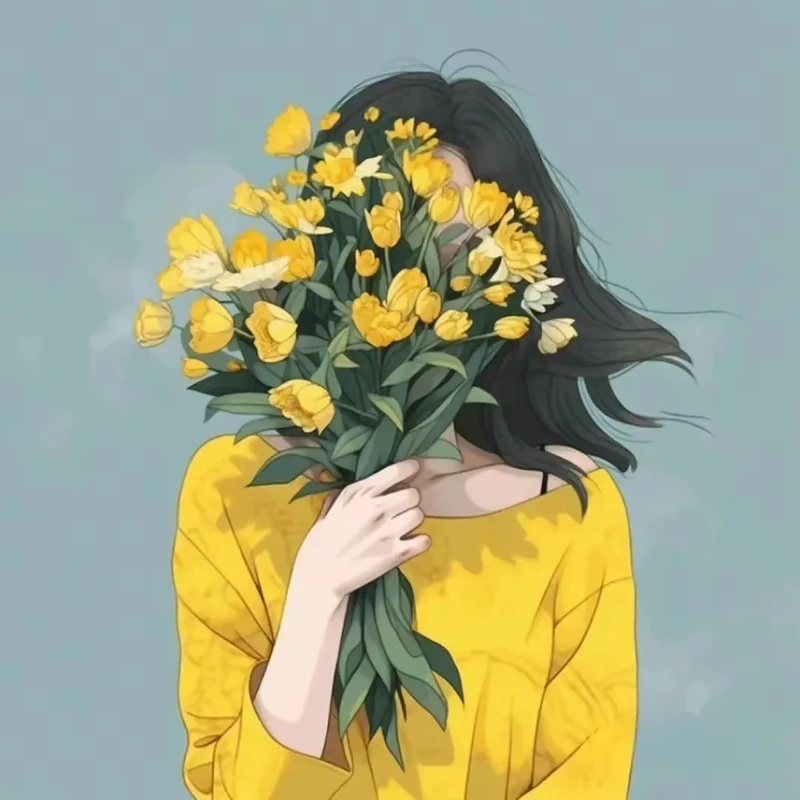ảnh nữ anime che mặt bằng tóc