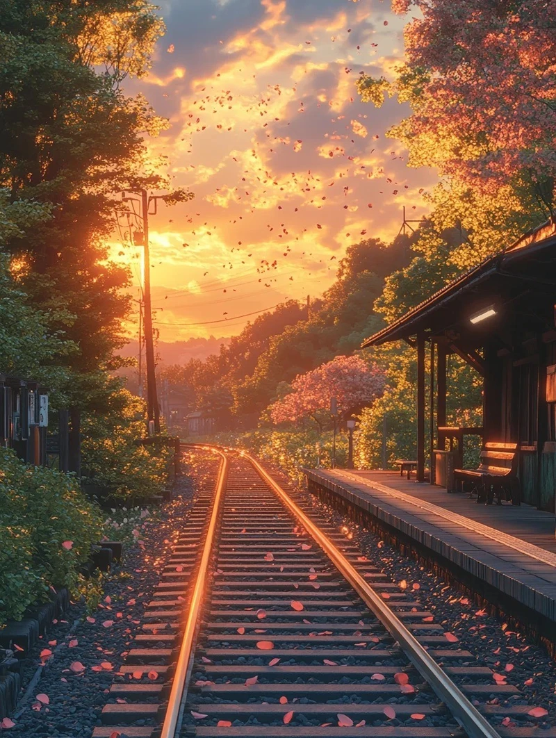 anime ảnh hoàng hôn buổi chiều muộn