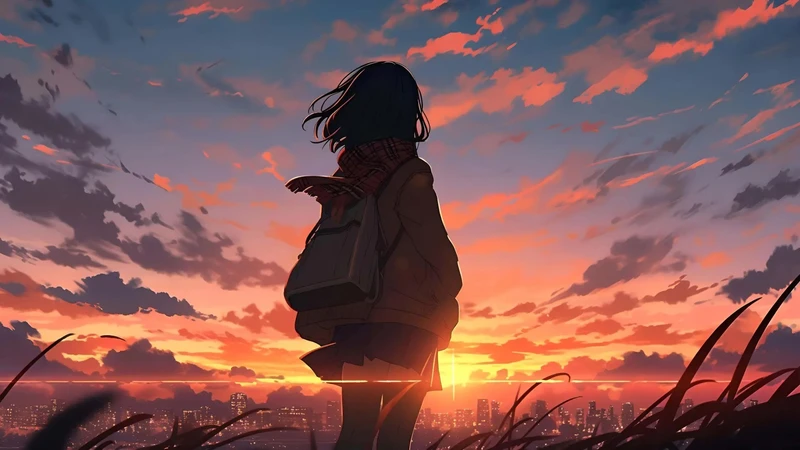 anime ảnh hoàng hôn phong cách nhật bản