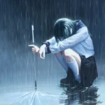 anime mưa buồn ảnh nền điện thoại