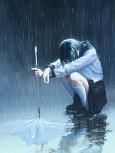 anime mưa buồn ảnh nền điện thoại