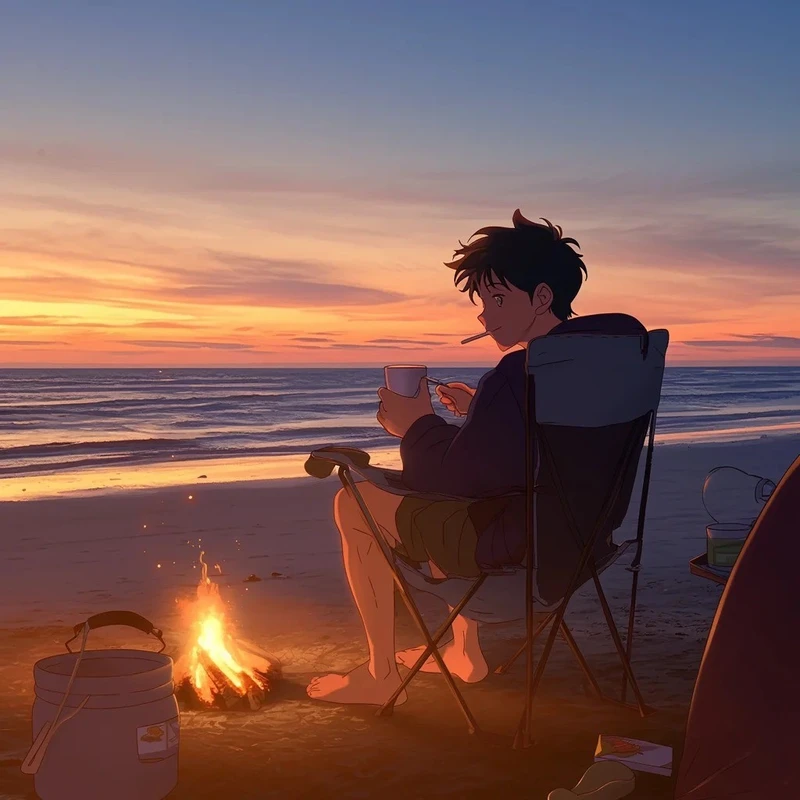 bầu trời rực rỡ ảnh hoàng hôn anime