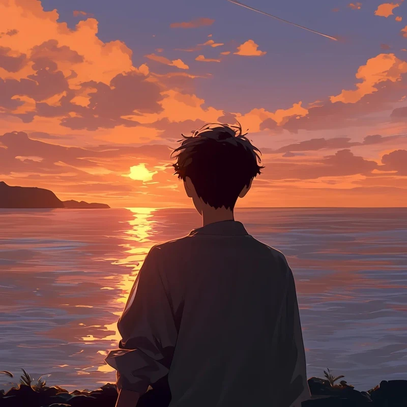hình anime hoàng hôn đầy cảm xúc