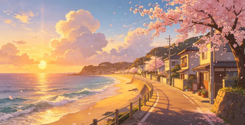 hình nền ảnh hoàng hôn anime 4k