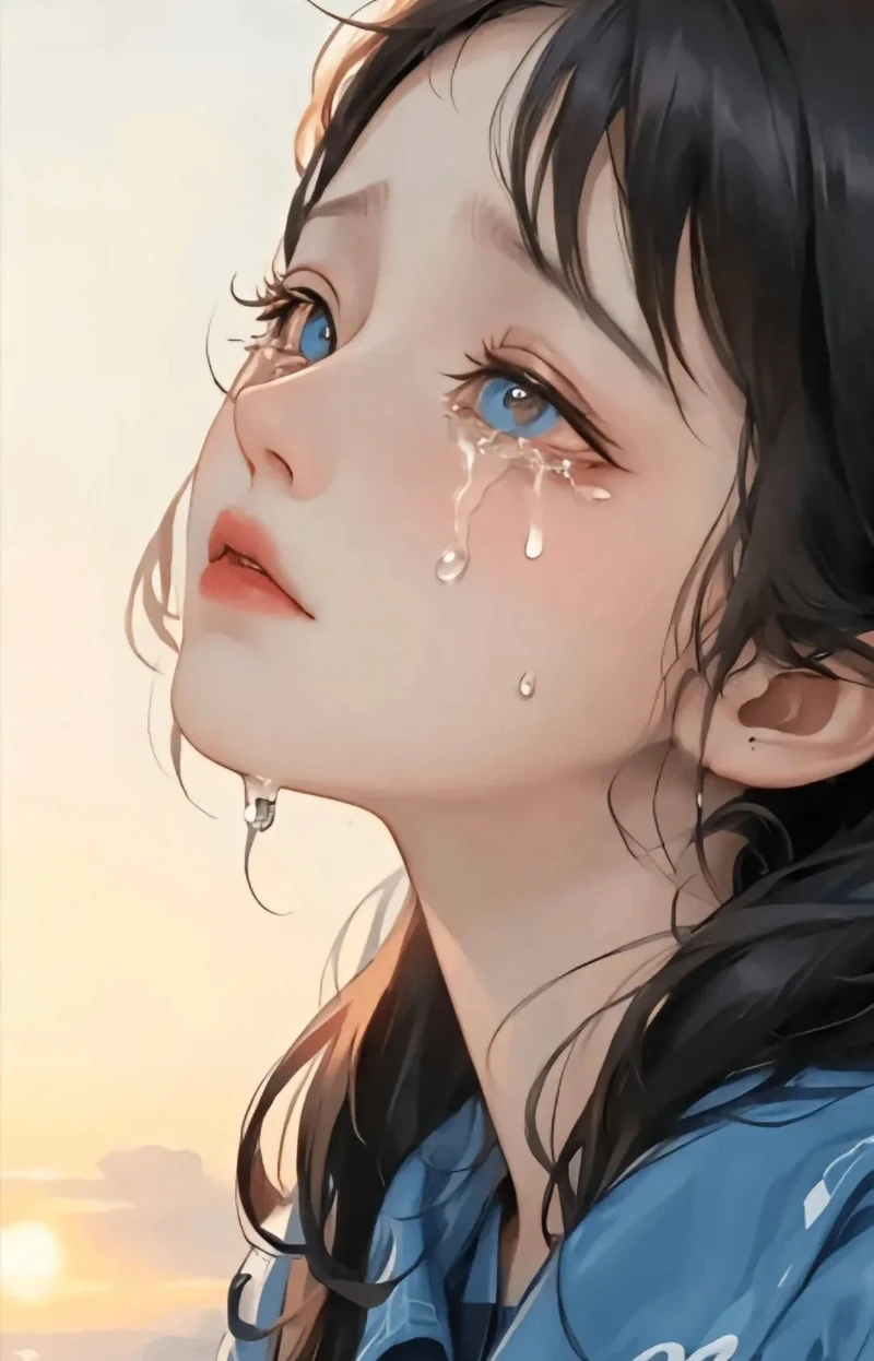 hoàng hôn ảnh anime nữ buồn cô đơn