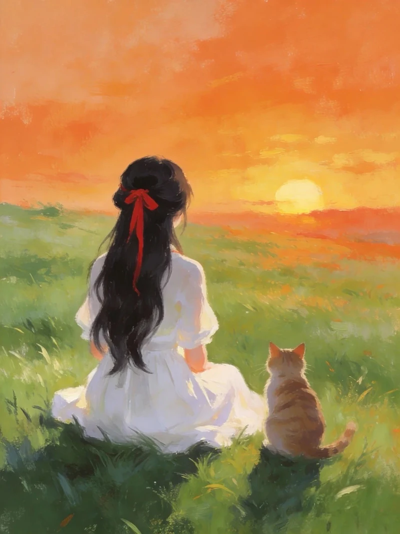 khung trời đỏ cam ảnh hoàng hôn anime