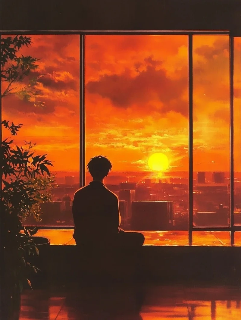 vẻ đẹp lãng mạn ảnh hoàng hôn anime