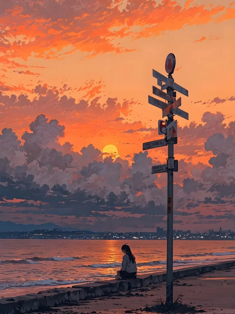 vẻ đẹp nhẹ nhàng ảnh hoàng hôn anime